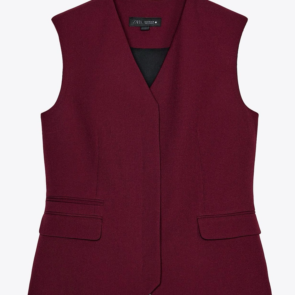 Zara Deep Burgundy Women's Tailored Vest - Picture 2 of 4